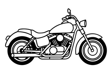 harley davidson bike line art silhouette vector illustration