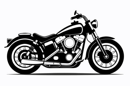 harley davidson bike line art silhouette vector illustration