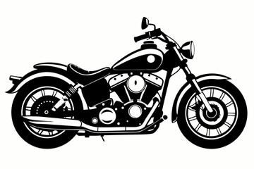 harley davidson bike line art silhouette vector illustration