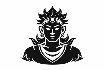 krisna line art silhouette vector illustration