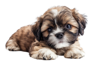 Cute puppy resting on a transparent background