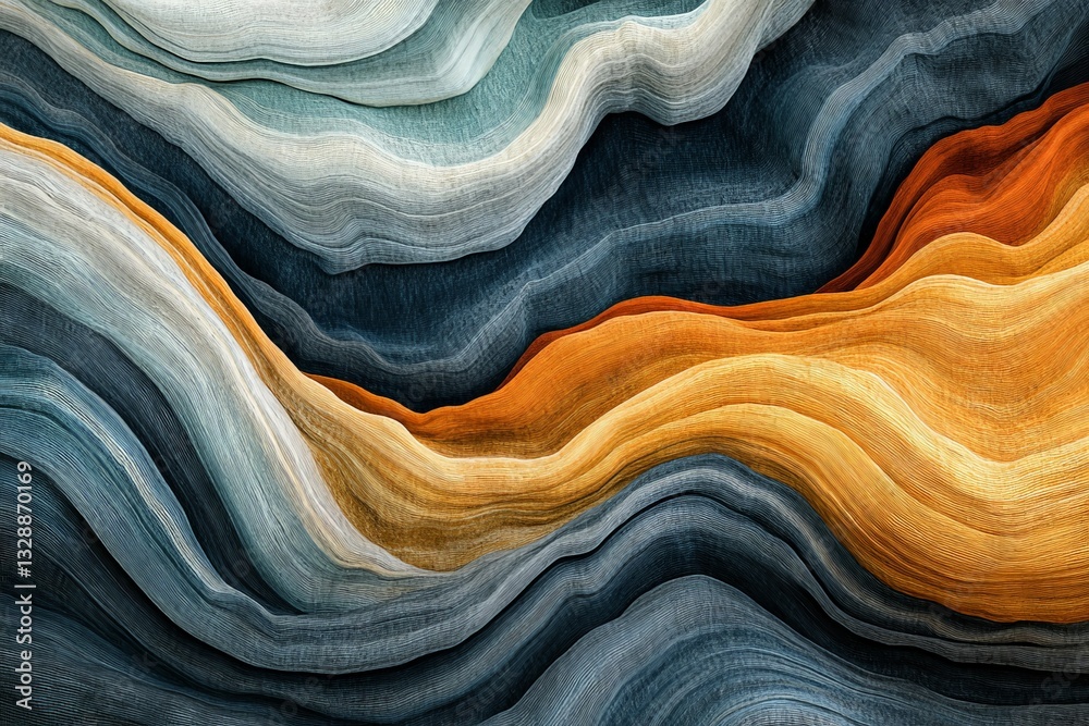 Poster Flowing abstract patterns create a harmonious blend of colors and textures in a modern artistic representation