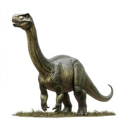 Fototapeta premium Brightly colored dinosaur figure isolated on white background perfect for educational purposes and creative projects