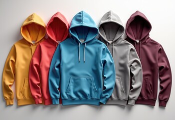 Folded hoodie mockup in various colors for fashion branding