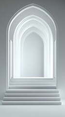 Fototapeta premium Series of Archways Leading Upward Towards a Bright White Space