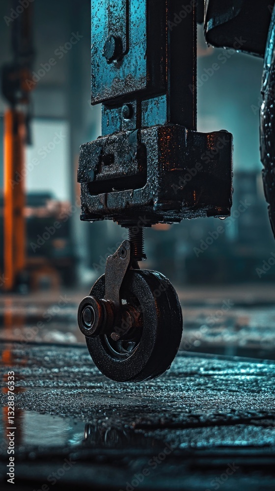 Poster close-up shot of train wheels, ideal for use in transportation or infrastructure projects