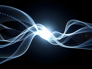 Abstract Blue Waveform Illustration, Digital Art for Science, Technology, and Data Visualization.