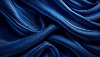 Fototapeta premium Deep navy blue velvet fabric folds, with subtle lighting emphasizing its rich texture and luxurious feel