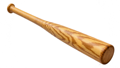 Wooden baseball bat on transparent background, sports equipment concept