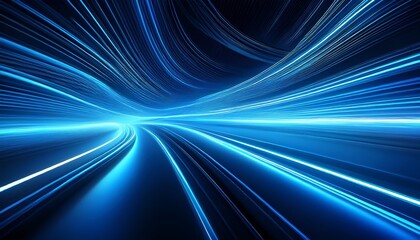 Striking deep blue LED light streaks dynamically running across a textured metallic surface, embodying a futuristic energy concept. Perfect for tech and modern designs