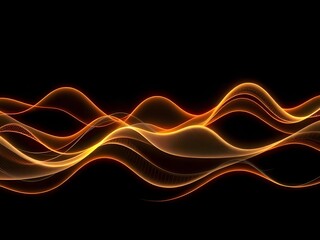 Abstract Orange Waveform Lines on Black Background, Sound Wave, Data Visualization Design.