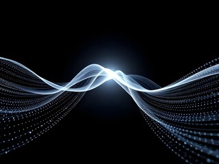 Abstract Blue Wave Digital Design. Modern Glowing Light Effects, Data Stream Technology Background, Network Concept Art.