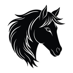 Horse Head Mascot silhouette isolated on white background