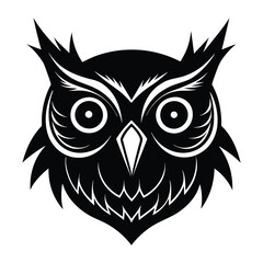 Owl head mascot silhouette isolated on white background