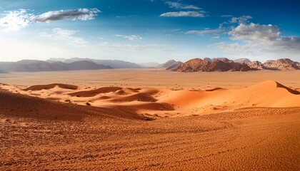 Naklejka premium Panoramic empty desert background with copy space. Generated image
