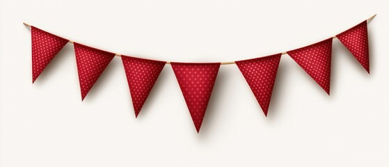 Obraz premium A garland of red pennant flags hangs with patterned designs
