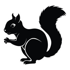 Squirrel vector silhouette isolated on white background