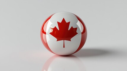 A Red and White Sphere Featuring A Maple Leaf Design
