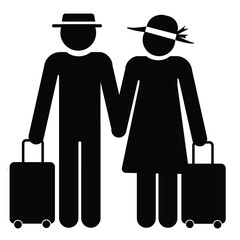  Family Couple Travel Vacation Vacation Honeymoon Icon Symbol Symbol Pictogram. vector