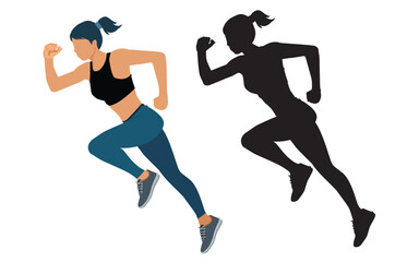 Sport running concept.  running woman in sporty clothes on white background. .Dynamic movement,vector, illustration