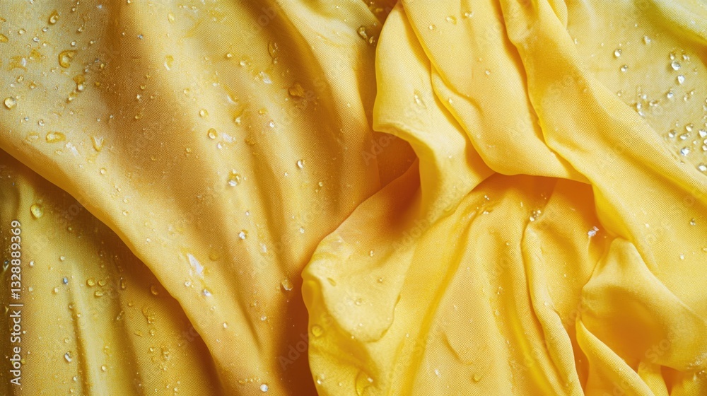 Aufkleber A close-up shot of a yellow cloth with visible water droplets, ideal for use in designs related to cleaning or freshness
