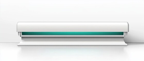 A White Air Conditioner Unit Displaying Green Light in Room