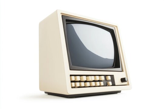 A classic computer setup from the past featuring an old computer with a keyboard and monitor