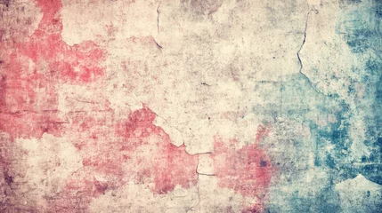 Wall murals Grainy textured wall with red and blue hues, showcasing wear and age