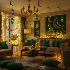 modern living room with Ramadan design