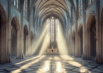 A beautiful fantasy interior of an empty throne room, with a marble floor featuring intricate patterns and silver trim	