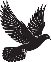 Flying Dove silhouette vector style with white background.