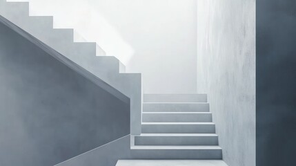 Modern minimalist interior staircase design with bright light.