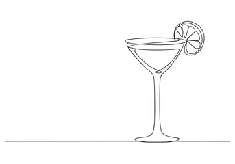Continuous One Line Cocktail | Minimalist Drink Vector Illustration