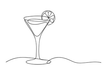 Continuous One Line Cocktail | Minimalist Drink Vector Illustration