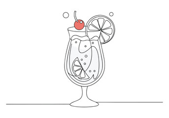 Continuous One Line Cocktail | Minimalist Drink Vector Illustration