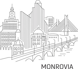 Fototapeta premium Monrovia City Line Draw Simple Minimalist