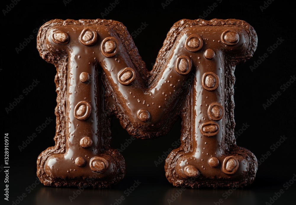 Fototapete glossy chocolate letters of the latin alphabet in uppercase and lowercase on white background