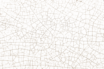 Texture of old white ceramic pottery, tile or vintage painting with cracks, overlay isolated on white or transparent background, png cut out