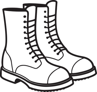 black and white combat boots clip art preview