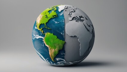 Fototapeta premium Creative representation of Earth highlighting contrast between natural beauty and urban development