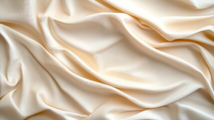 Obraz premium Close-up of elegant, creamy beige fabric with soft, flowing drapes and folds.