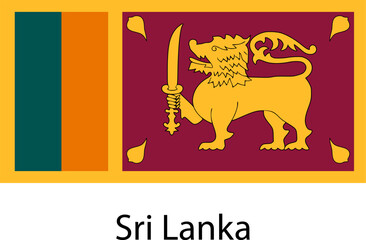 Flag of the country Sri Lanka on a white background