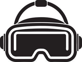 virtual reality headset silhouette, black and white silhouette, vector and illustration