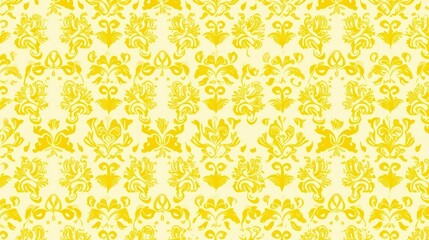 Yellow Floral Pattern with Elegant Ornate Design on Light Background