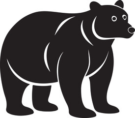 bear silhouette, black and white silhouette, vector and illustration