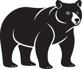 bear silhouette, black and white silhouette, vector and illustration