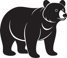 bear silhouette, black and white silhouette, vector and illustration
