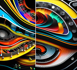 A colorful pattern of circles. Some are red, some are blue, and some are yellow. The circles are arranged in a way that they overlap each other,generative ai