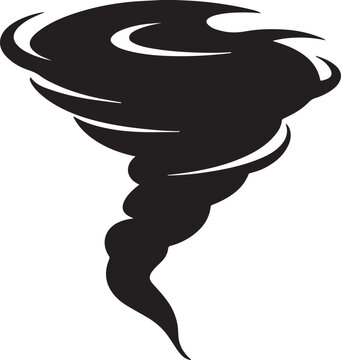 tornado silhouette, black and white silhouette, vector and&nbsp;illustration