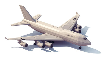 Cargo plane low poly 3D isometric illustration with polygonal geometric design